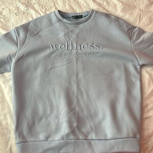 Oversized sky blue crew neck with embroidery